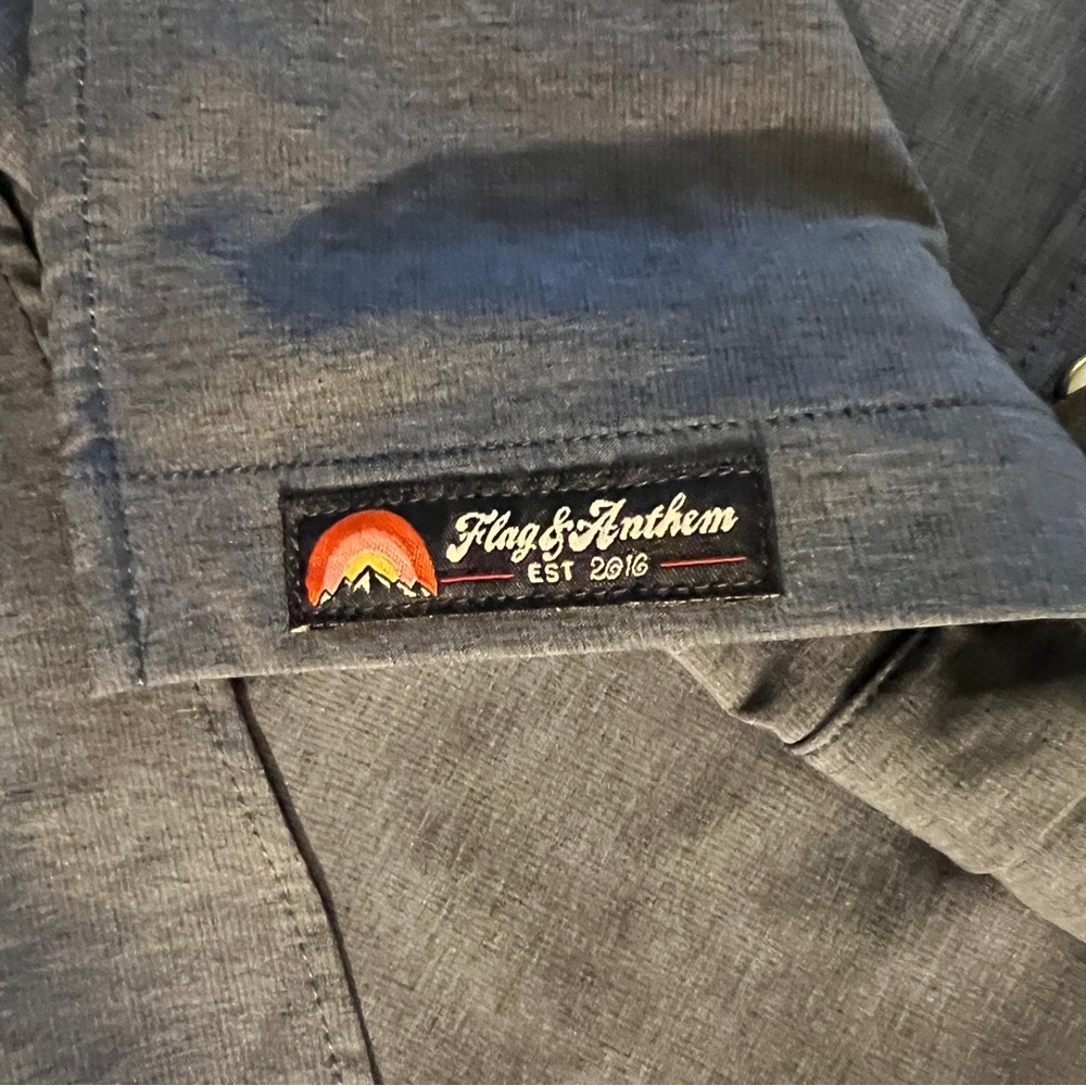 Flag & Anthem Men's Heather Blue Madeflex UPF Performance Button-Down‎ Shirt XXL - Picture 7 of 15